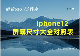 iphone12屏幕尺寸大全对照表