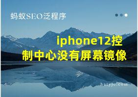 iphone12控制中心没有屏幕镜像