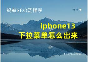 iphone13下拉菜单怎么出来