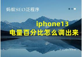 iphone13 电量百分比怎么调出来