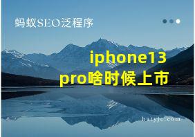 iphone13pro啥时候上市