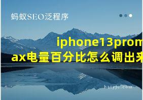 iphone13promax电量百分比怎么调出来