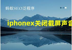 iphonex关闭截屏声音