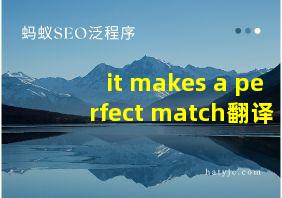 it makes a perfect match翻译