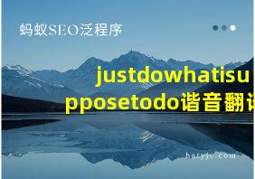 justdowhatisupposetodo谐音翻译