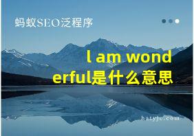 l am wonderful是什么意思