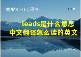 leads是什么意思中文翻译怎么读的英文