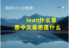 lean什么意思中文意思是什么