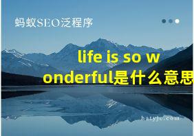 life is so wonderful是什么意思