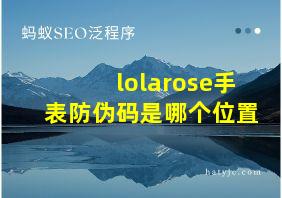 lolarose手表防伪码是哪个位置