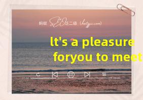 lt's a pleasure foryou to meetme翻译