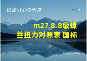 m27 8.8级螺丝扭力对照表 国标