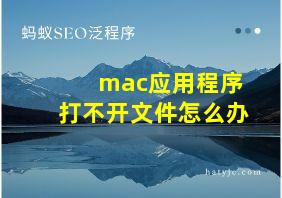 mac应用程序打不开文件怎么办