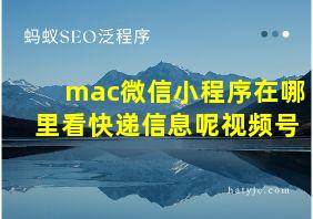 mac微信小程序在哪里看快递信息呢视频号