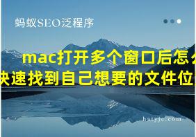 mac打开多个窗口后怎么快速找到自己想要的文件位置