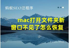 mac打开文件夹新窗口不见了怎么恢复