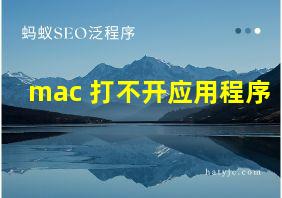 mac 打不开应用程序