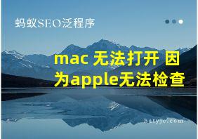 mac 无法打开 因为apple无法检查