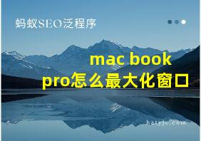 mac book pro怎么最大化窗口