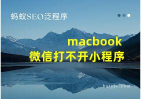 macbook微信打不开小程序