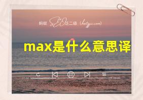 max是什么意思译