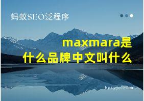 maxmara是什么品牌中文叫什么