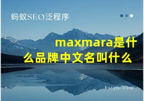 maxmara是什么品牌中文名叫什么