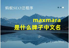 maxmara是什么牌子中文名