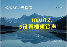 miui12.5设置视频铃声