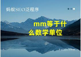 mm等于什么数学单位