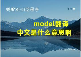 model翻译中文是什么意思啊