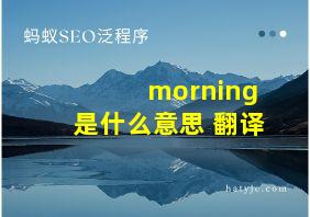 morning是什么意思 翻译