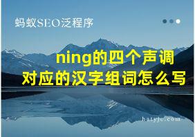 ning的四个声调对应的汉字组词怎么写