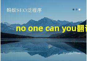 no one can you翻译