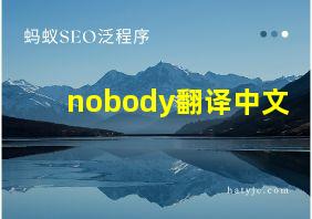 nobody翻译中文