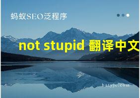 not stupid 翻译中文