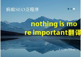 nothing is more important翻译