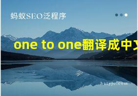 one to one翻译成中文