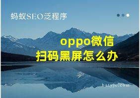 oppo微信扫码黑屏怎么办