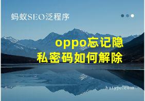 oppo忘记隐私密码如何解除