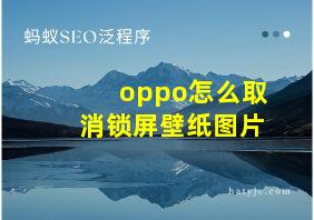 oppo怎么取消锁屏壁纸图片