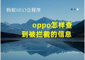 oppo怎样查到被拦截的信息