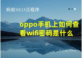 oppo手机上如何查看wifi密码是什么