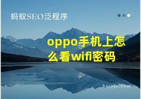 oppo手机上怎么看wifi密码