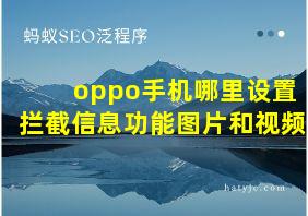 oppo手机哪里设置拦截信息功能图片和视频