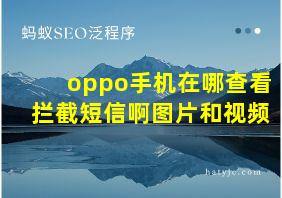 oppo手机在哪查看拦截短信啊图片和视频