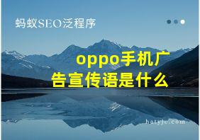 oppo手机广告宣传语是什么