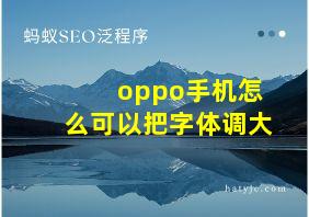 oppo手机怎么可以把字体调大