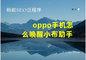 oppo手机怎么唤醒小布助手