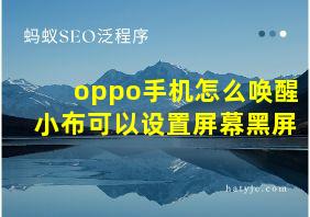 oppo手机怎么唤醒小布可以设置屏幕黑屏